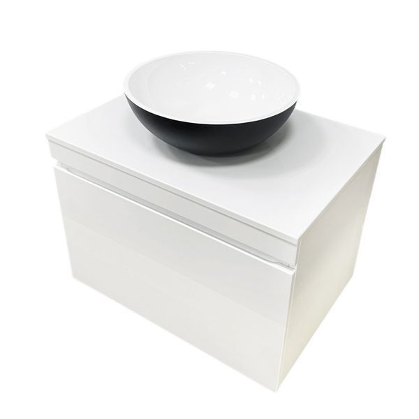 Тумба підвісна AXIS STONE Astra W 70 з умивальником EDGE Black Matte/White Glossy 4824296934001 фото