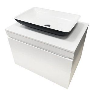 Тумба підвісна AXIS STONE Astra W 70 з умивальником Tide Black Matte/White Glossy 4824296934601 фото