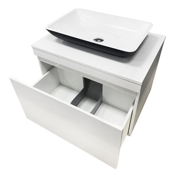 Тумба підвісна AXIS STONE Astra W 70 з умивальником Tide Black Matte/White Glossy 4824296934601 фото