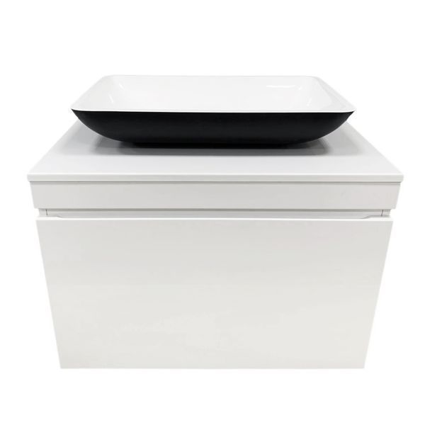 Тумба підвісна AXIS STONE Astra W 70 з умивальником Tide Black Matte/White Glossy 4824296934601 фото